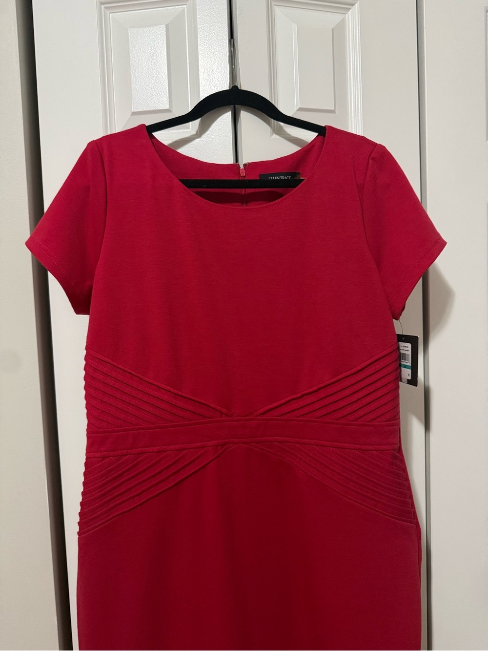 NWT Ellen Tracey Short-Sleeve Ruched Sheath Dress (Size 16) - Picture 3 of 5